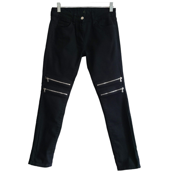 SANDRO Mid Rise Black  Stretch‎ Skinny Jeans Zipper Detail Women's FR 36 / US 28 - Picture 1 of 14